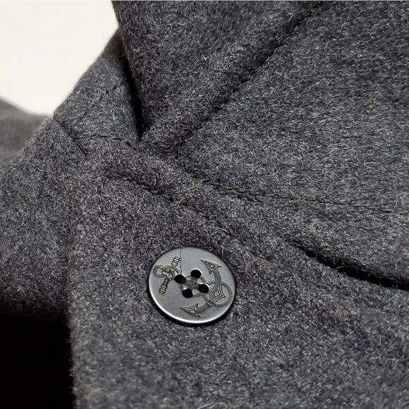 GAP Wool Blend Gray Notched Collar Filled Quilted Double Breasted Peacoat - Picture 12 of 16